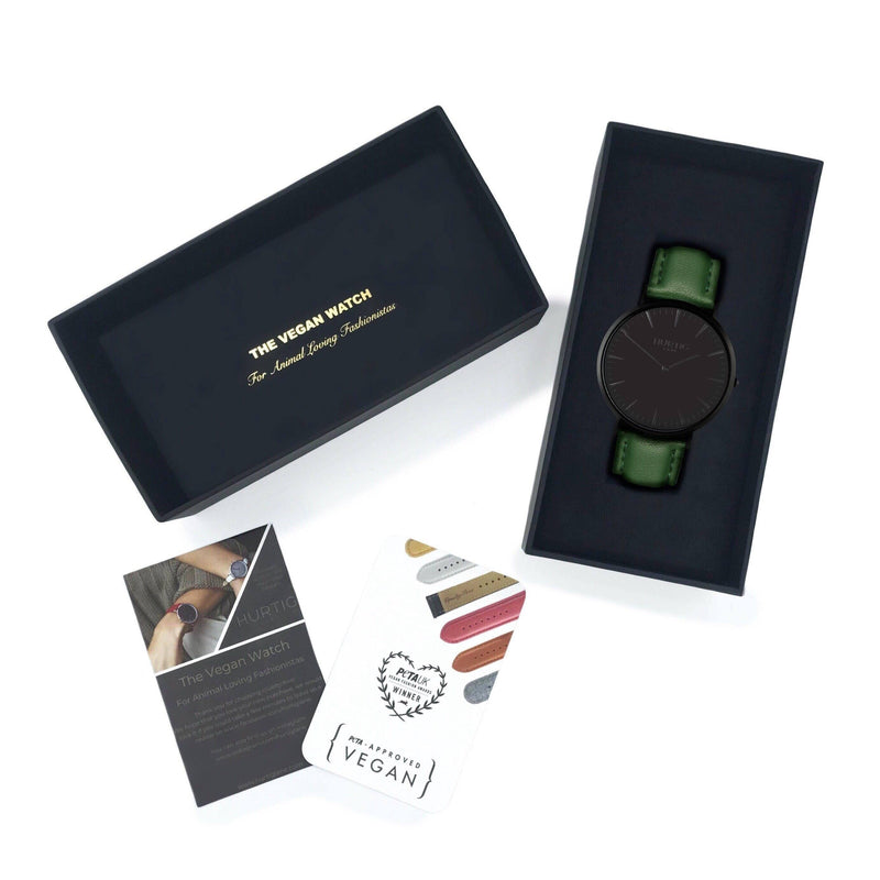 Vegan watch Black and Green gift set