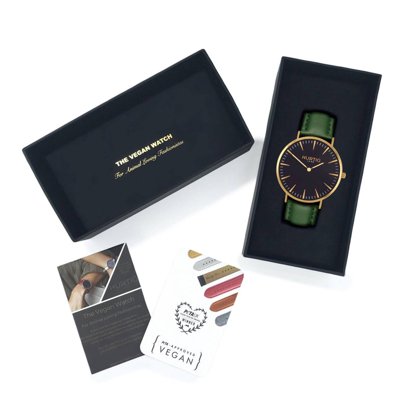 Vegan watch gift set Gold and Black