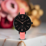 Amalfi Petite Vegan Leather Watch Black, Black & Coral Watch Hurtig Lane Vegan Watches