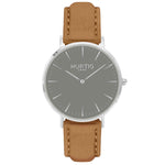 Hymnal Vegan Suede Watch Silver, Grey & Berry - Hurtig Lane - sustainable- vegan-ethical- cruelty free