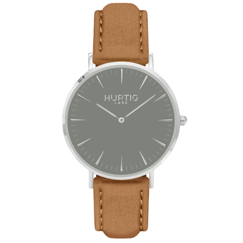 Hymnal Vegan Watch Tweed Silver, Grey & Camel Brown - Hurtig Lane - sustainable- vegan-ethical- cruelty free