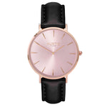 Vegan leather watch rose gold and black- hurtig lane- vegane uhren