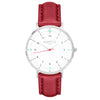 hurtig lane vegan leather watch silver, white and red. Vegane uhren