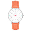 hurtig lane vegan leather watch silver, white and coral. Vegane uhren