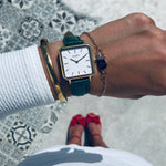 Neliö Square Vegan Leather Gold/White/Green Watch Hurtig Lane Vegan Watches