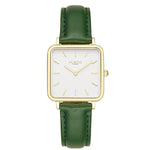 Neliö Square Vegan Leather Gold/White/Green Watch Hurtig Lane Vegan Watches