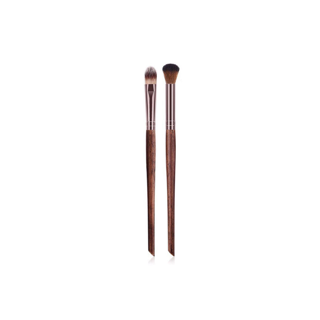 Vegan 2 Piece Eyeshadow Makeup Brush Set- Sustainable Wood and Rose Gold Makeup Brushes Hurtig Lane