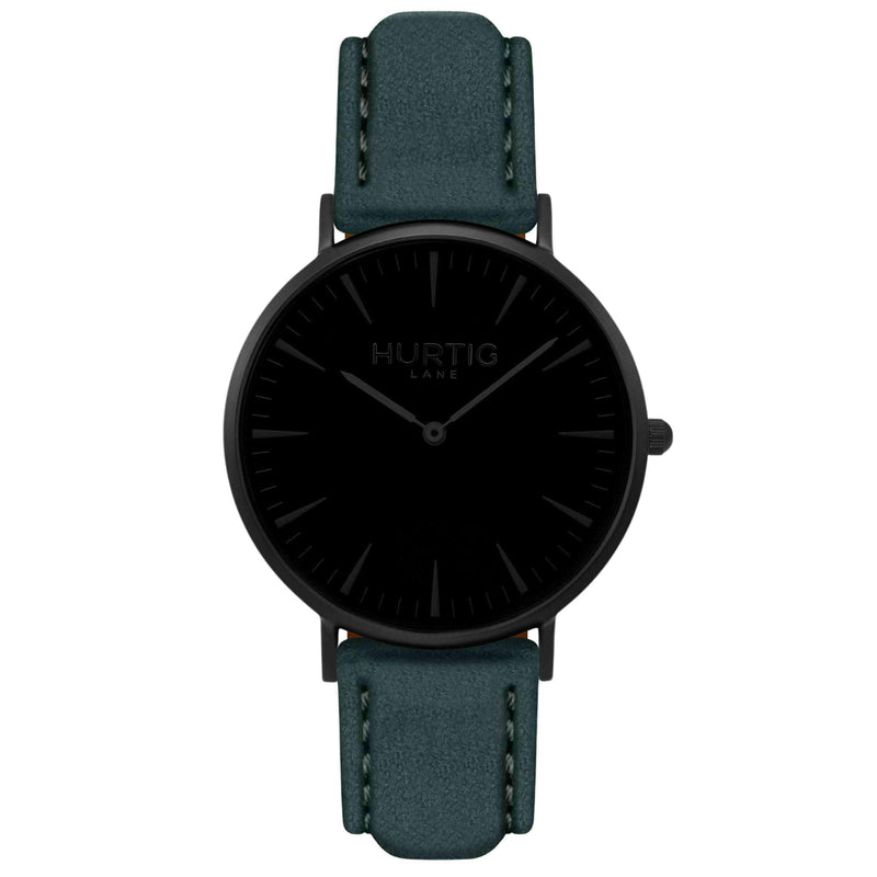 Hymnal Vegan Suede Watch All Black & Coral - Hurtig Lane - sustainable- vegan-ethical- cruelty free