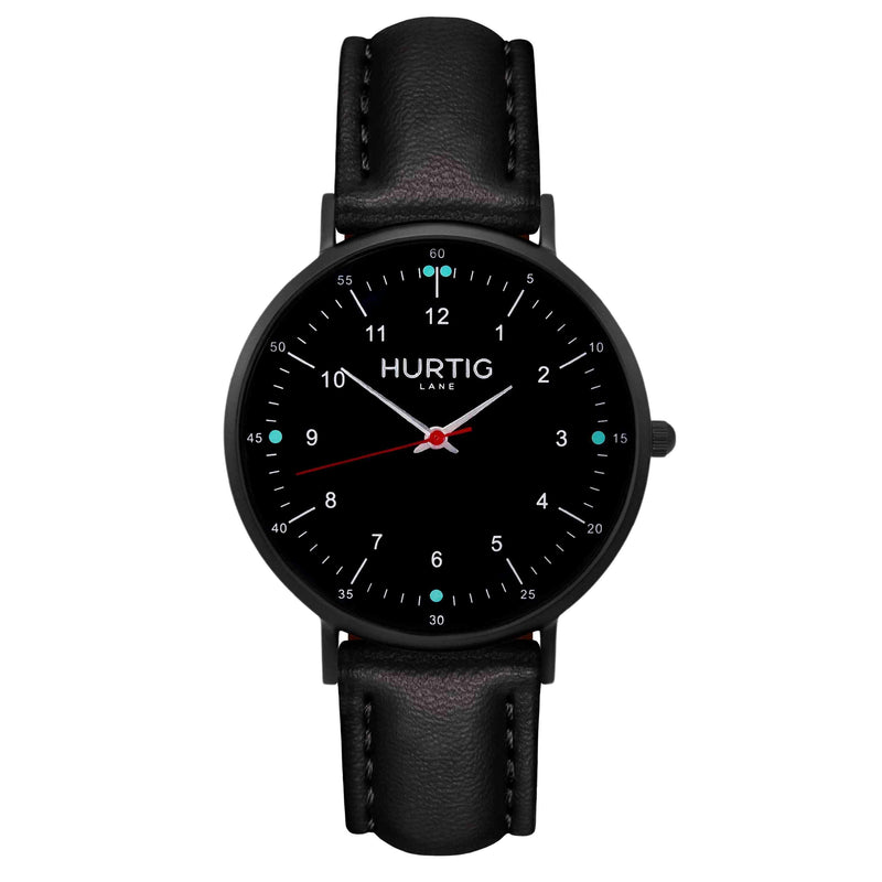 Moderna Vegan Leather Watch All Black & Cloud Watch Hurtig Lane Vegan Watches