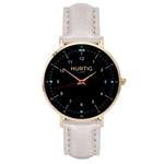 hurtig lane vegan leather watch gold,  black & grey vegane uhren