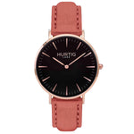 Hymnal Vegan Suede Watch Rose Gold, Black & Berry Watch Hurtig Lane Vegan Watches