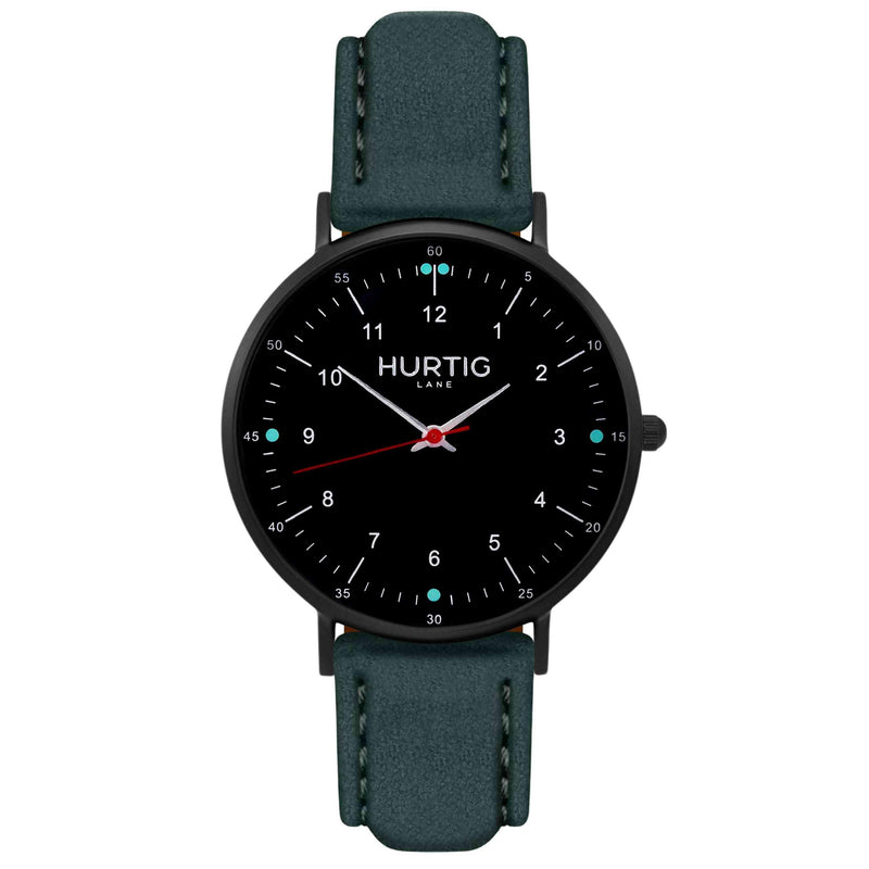 Moderna Vegan Tweed Watch All Black & Camel - Hurtig Lane - sustainable- vegan-ethical- cruelty free