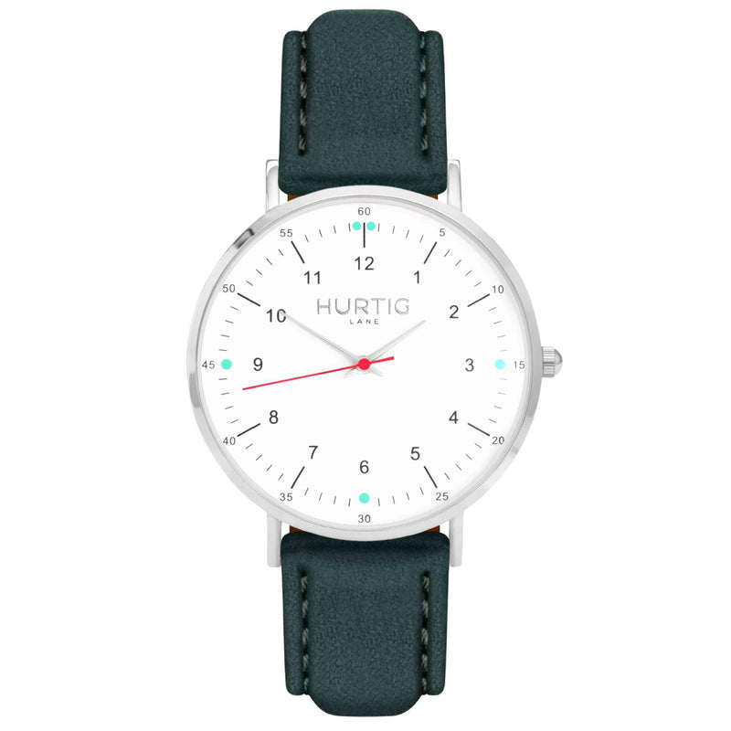 Moderno Vegan Suede Watch Silver, White & Coral Watch Hurtig Lane Vegan Watches