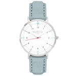 Moderno Vegan Suede Watch Silver, White & Coral Watch Hurtig Lane Vegan Watches