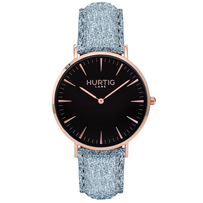 Hymnal Vegan Suede Watch Rose Gold, Black & Berry Watch Hurtig Lane Vegan Watches