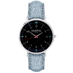 Moderna Vegan Suede Watch Silver, Black & Coral Watch Hurtig Lane Vegan Watches