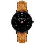 Moderno Vegan Tweed Watch All Black & Camel Brown Watch Hurtig Lane Vegan Watches