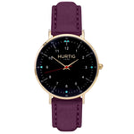 Moderno Vegan Suede Watch Gold, Black & Berry Watch Hurtig Lane Vegan Watches