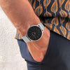 men's vegan watch silver and black